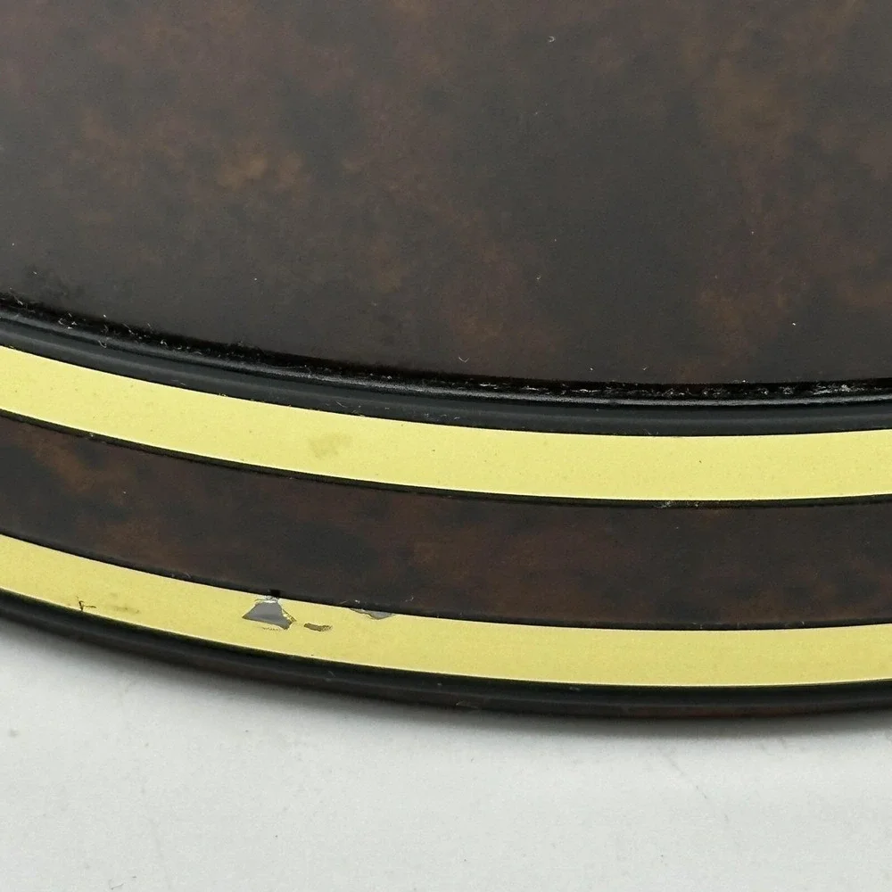 Vtg  MCM Faux Tortoise Shell Brown Marbled Vinyl Padded Ice Bucket‎ Handle Core